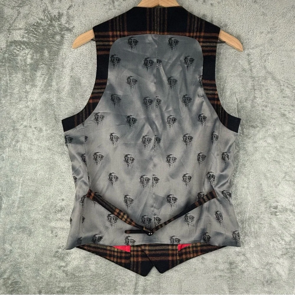 Twisted Tailor Vest Mens‎ 38R McLaren Waistcoat Navy Mustard Wool Blend